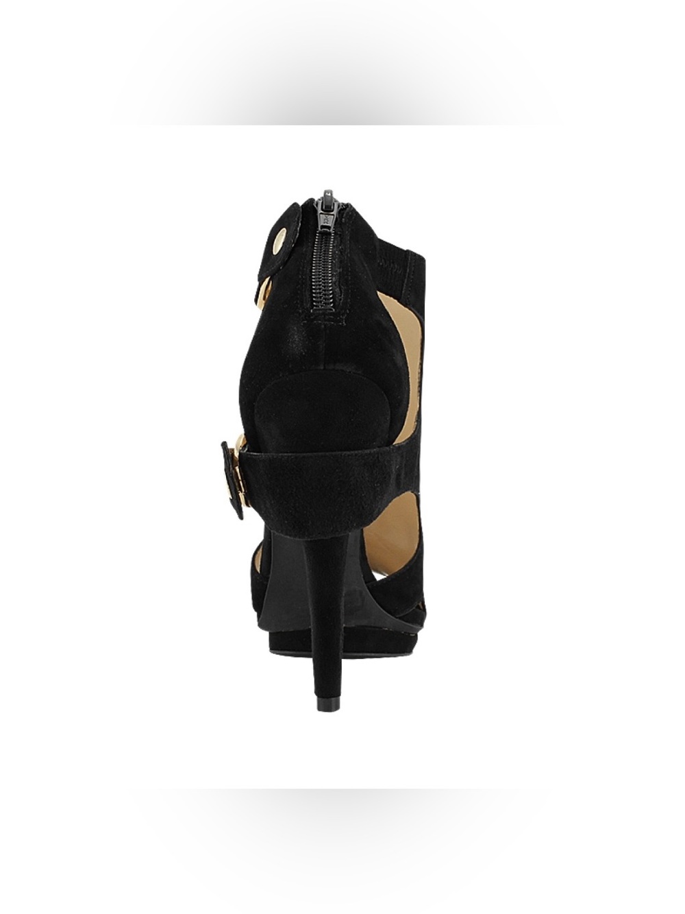 JESSICA SIMPSON Black Suede Peep Tow Cutout High Heels - Picture 4 of 6